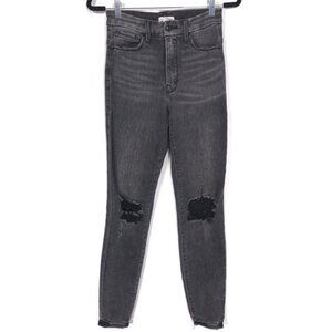 Good American Women's Jeans 4/27 Black Shadow‎ Pockets Cropped Skinny GWDVSP844T